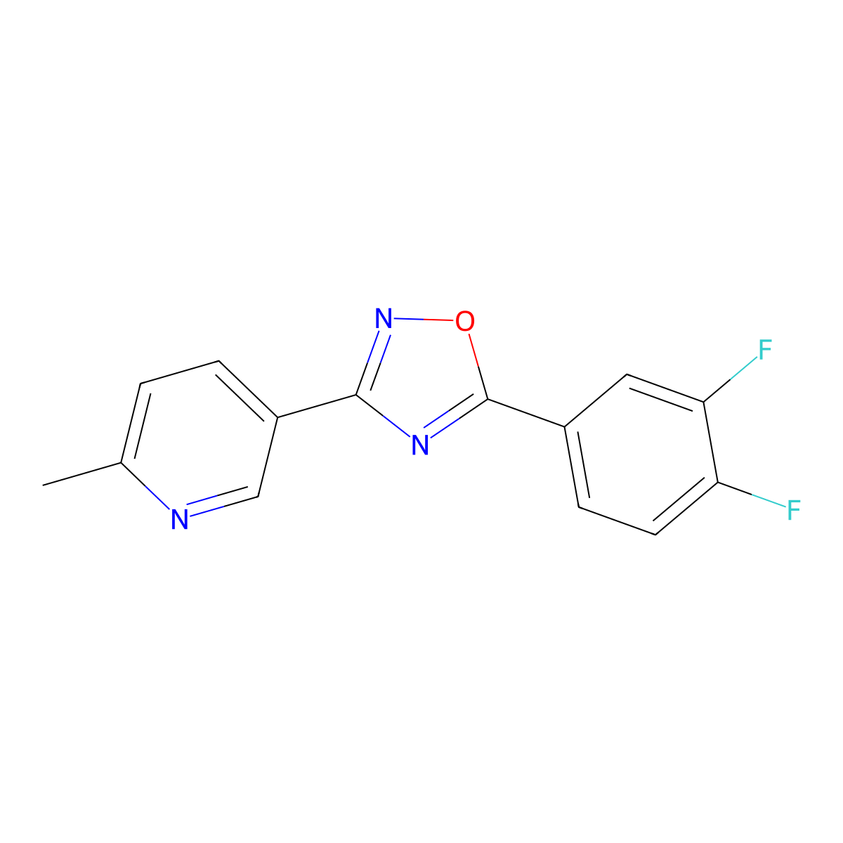 5-(3,4-Difluorophenyl)-3-(6-methylpyridin-3-yl)-1,2,4-oxadiazole molecular structure, CAS 2254004-96-9