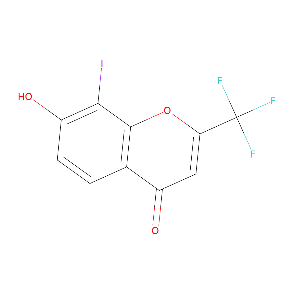 7-hydroxy-8-iodo-2-(trifluoromethyl)-4H-chromen-4-one molecular structure, CAS 2254029-93-9