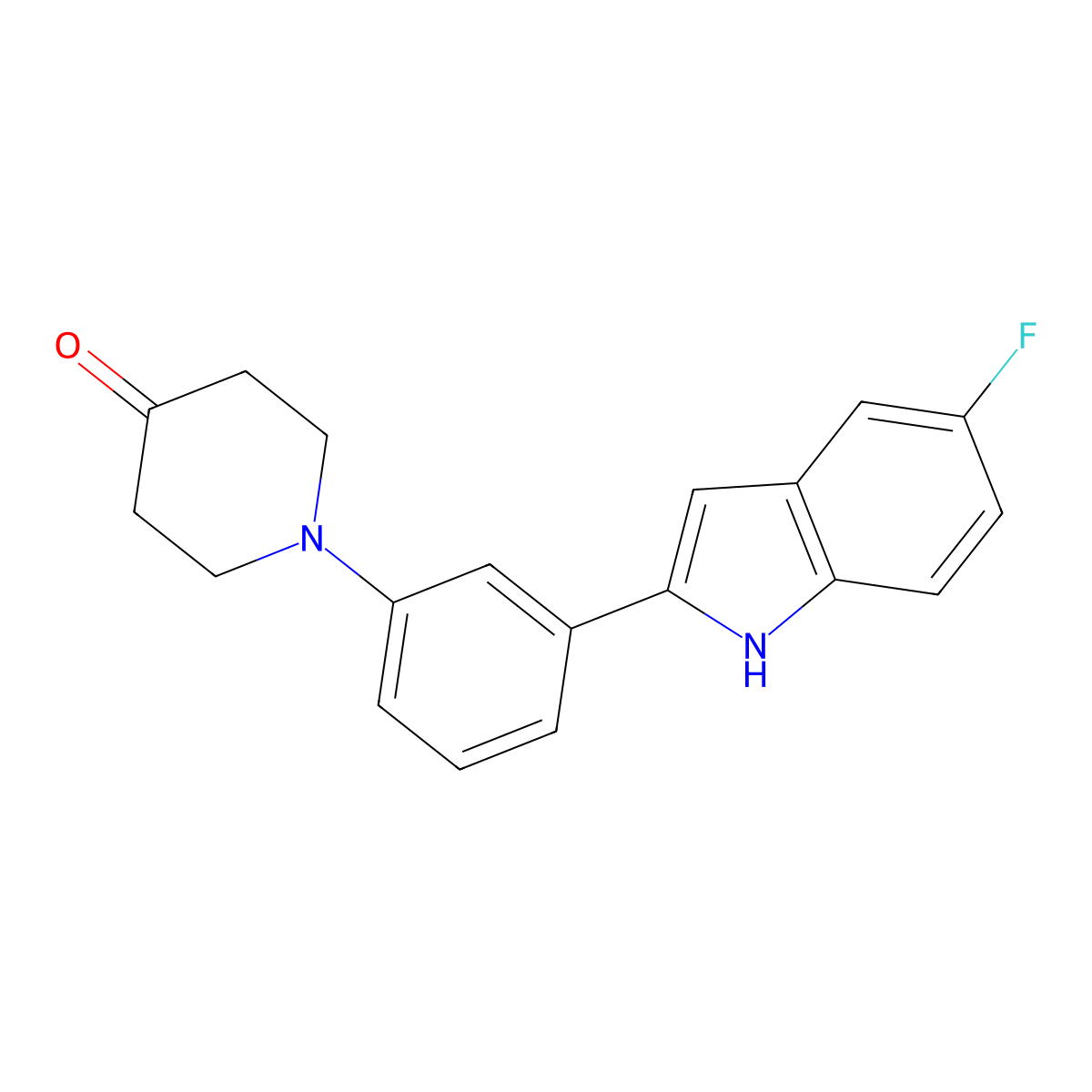 1-[3-(5-fluoro-1H-indol-2-yl)phenyl]piperidin-4-one molecular structure, CAS 2254065-29-5