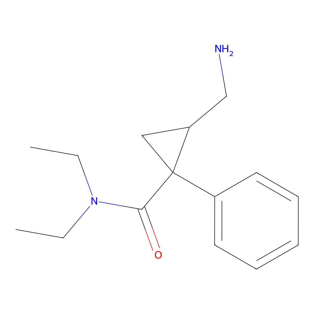 (1R,2R)-2-(aminomethyl)-N,N-diethyl-1-phenylcyclopropane-1-carboxamide molecular structure, CAS 2254103-64-3
