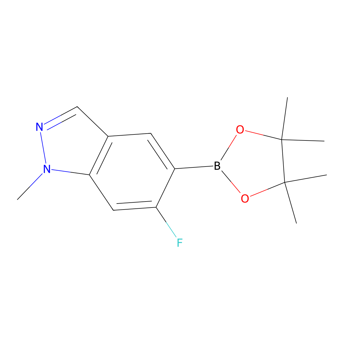 6-Fluoro-1-methyl-5-(4,4,5,5-tetramethyl-1,3,2-dioxaborolan-2-YL)-1H-indazole molecular structure, CAS 2254147-04-9