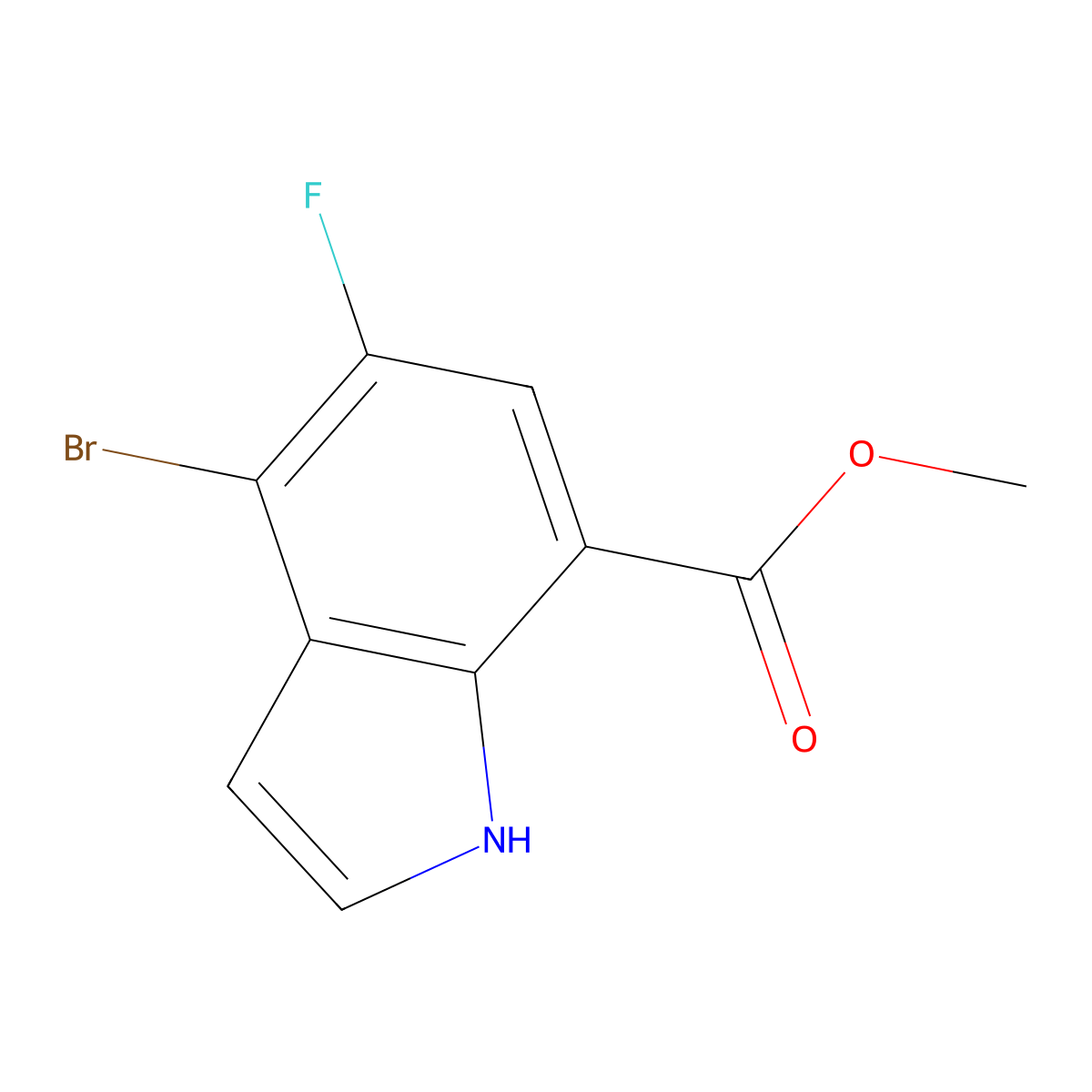methyl 4-bromo-5-fluoro-1H-indole-7-carboxylate molecular structure, CAS 2254168-40-4