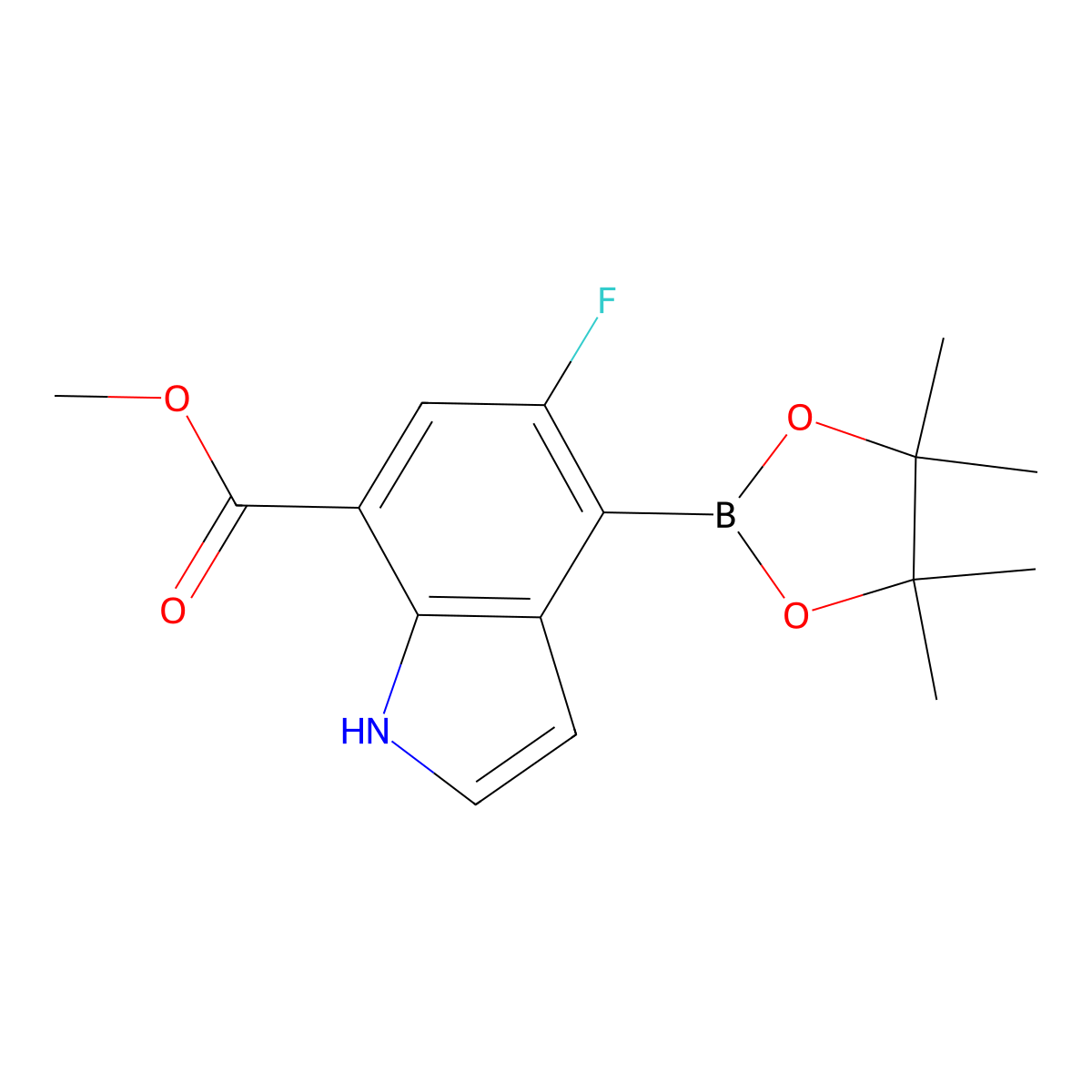 Methyl 5-fluoro-4-(4,4,5,5-tetramethyl-1,3,2-dioxaborolan-2-YL)-1H-indole-7-carboxylate molecular structure, CAS 2254168-41-5