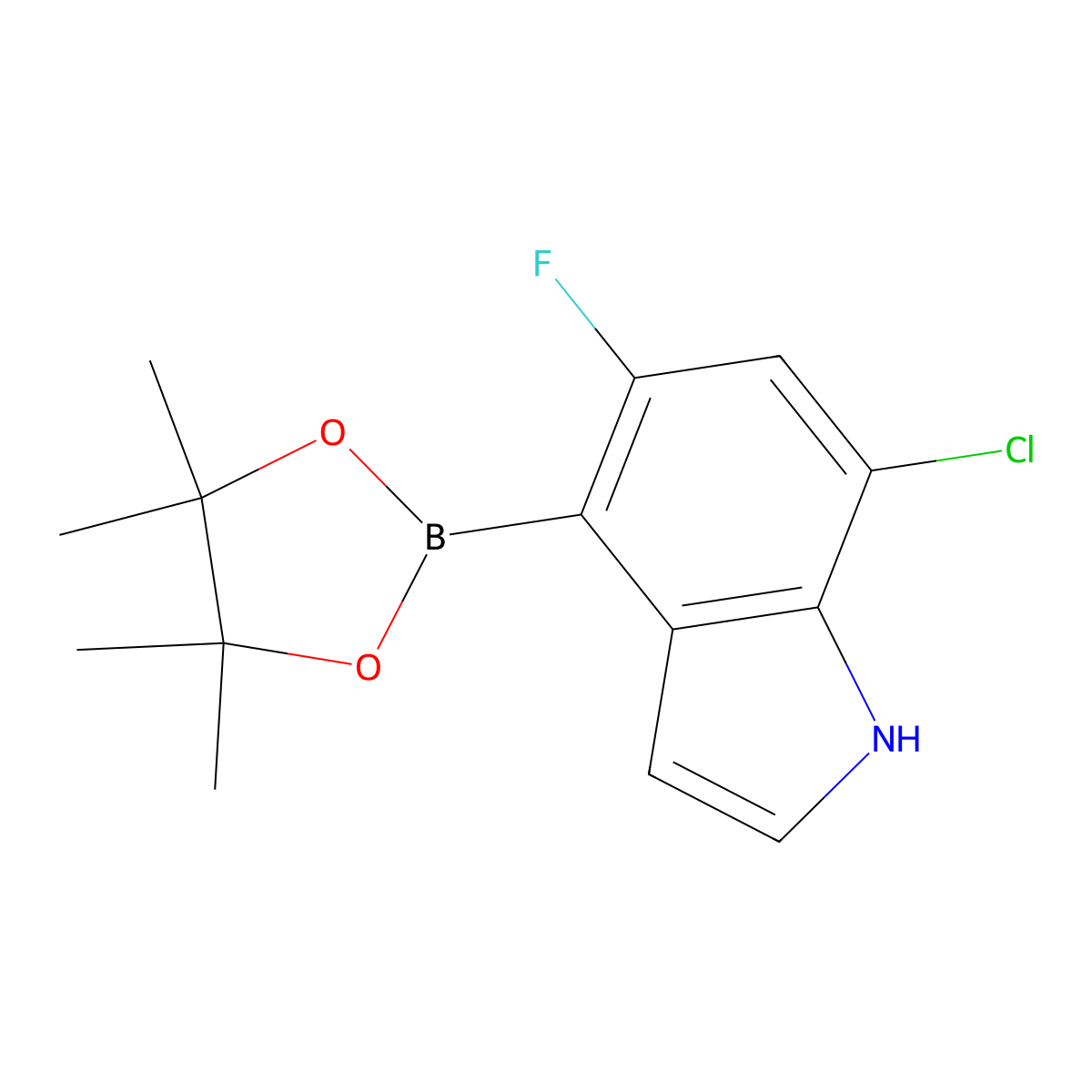 7-Chloro-5-fluoro-4-(4,4,5,5-tetramethyl-1,3,2-dioxaborolan-2-YL)-1H-indole molecular structure, CAS 2254168-92-6