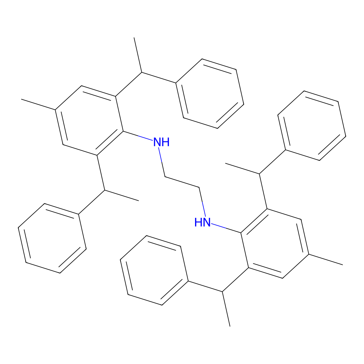 N1,N2-Bis(4-methyl-2,6-bis((R)-1-phenylethyl)phenyl)ethane-1,2-diamine molecular structure, CAS 2254230-58-3