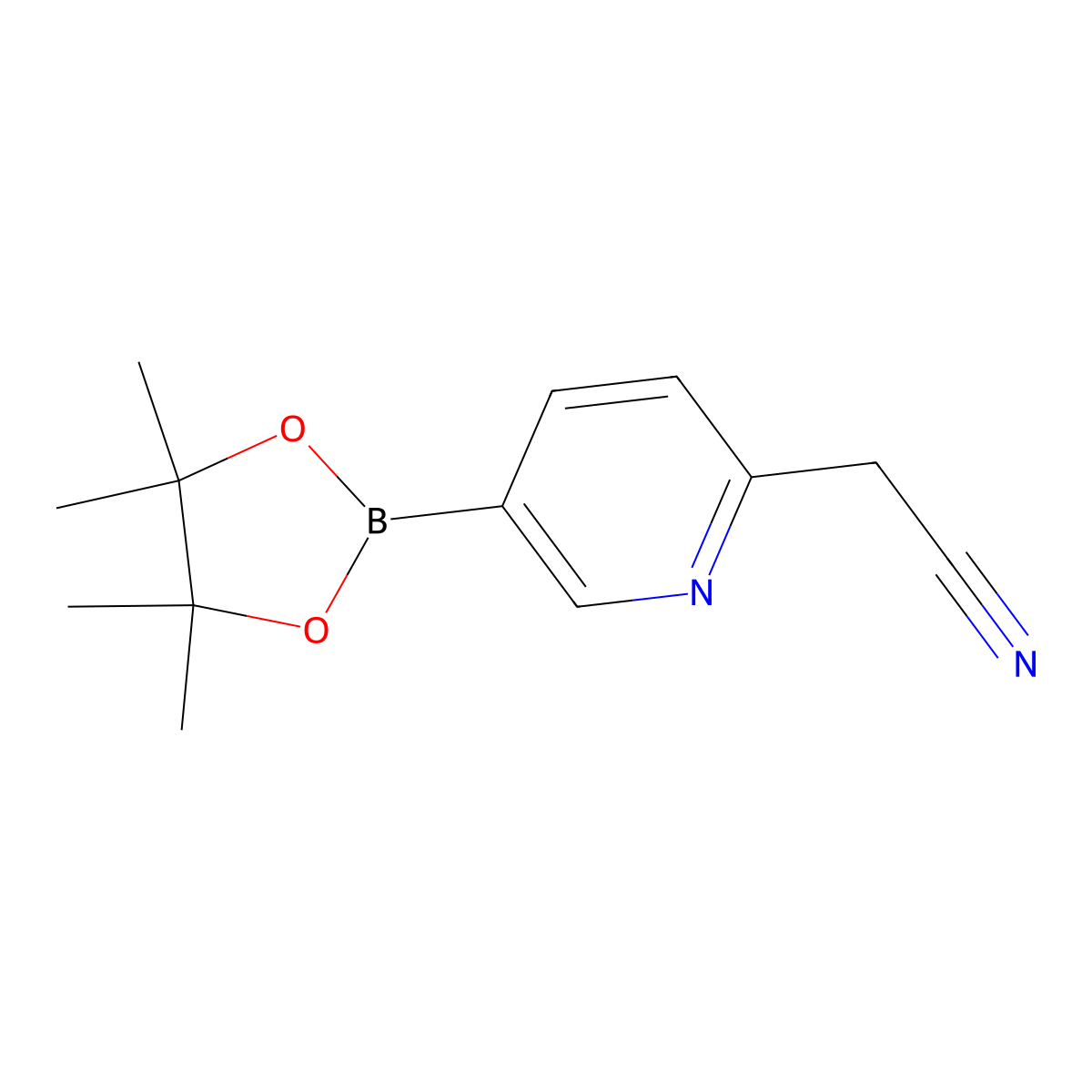 2-(5-(4,4,5,5-Tetramethyl-1,3,2-dioxaborolan-2-yl)pyridin-2-yl)acetonitrile molecular structure, CAS 2254302-35-5