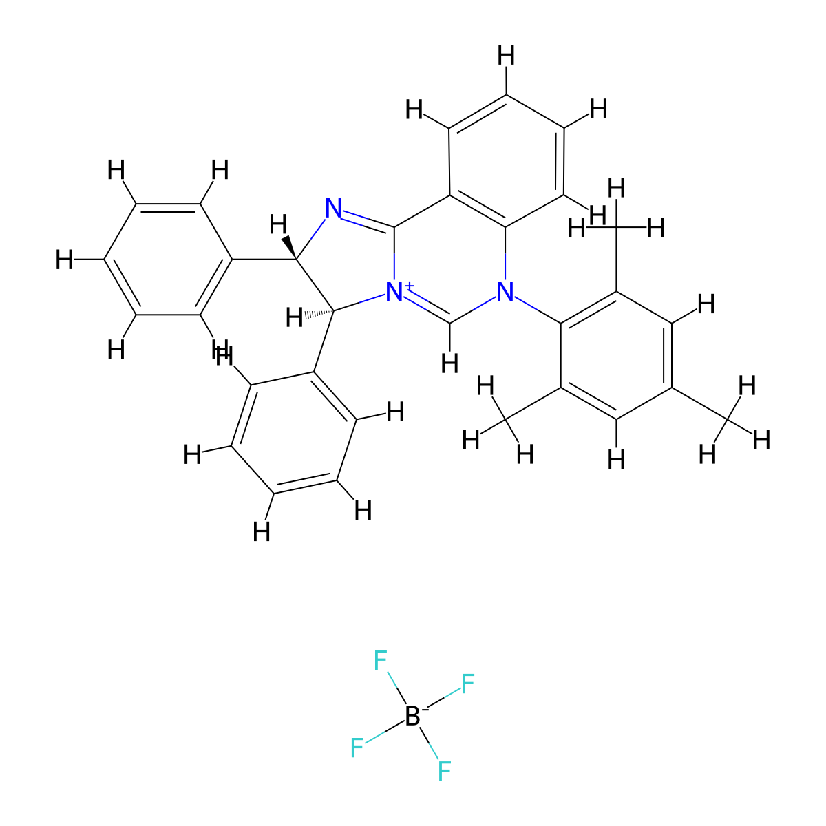 (2S,3S)-6-Mesityl-2,3-diphenyl-2,3-dihydroimidazo[1,2-c]quinazolin-6-ium tetrafluoroborate molecular structure, CAS 2254325-49-8