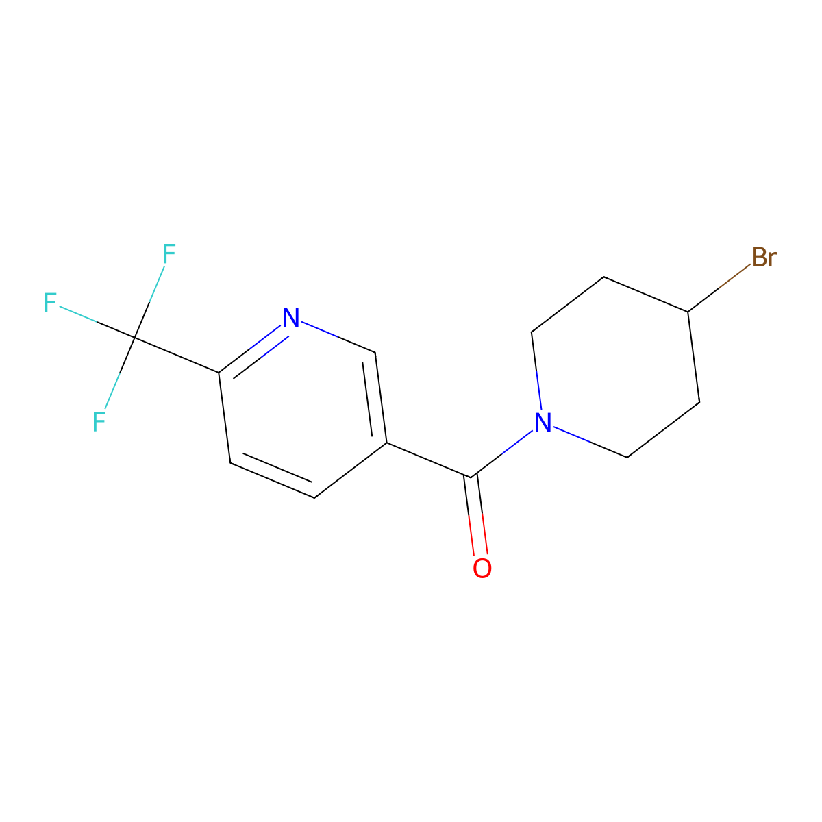 (4-Bromo-1-piperidinyl)[6-(trifluoromethyl)-3-pyridinyl]methanone molecular structure, CAS 2254403-10-4