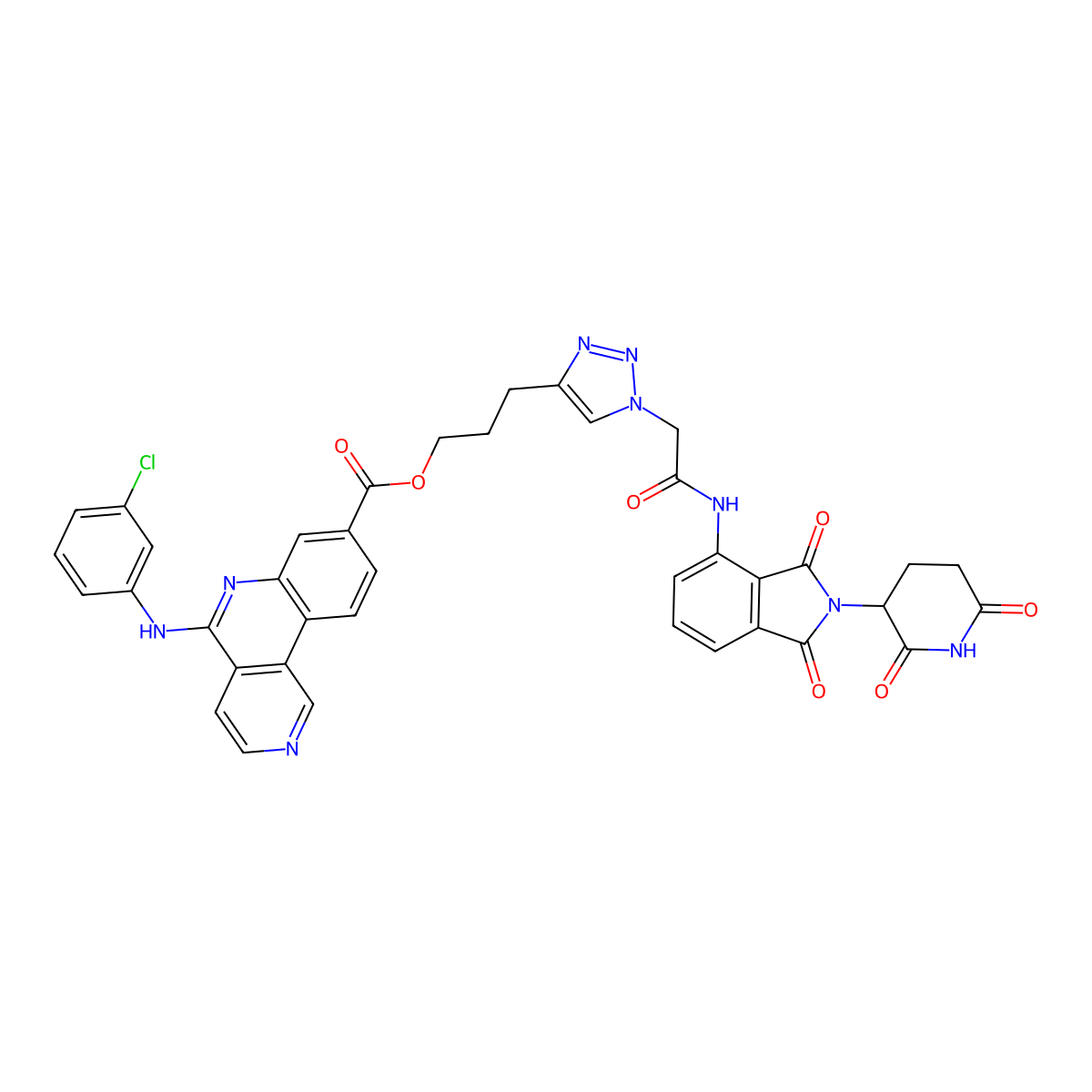 3-[1-({[2-(2,6-dioxopiperidin-3-yl)-1,3-dioxo-2,3-dihydro-1H-isoindol-4-yl]carbamoyl}methyl)-1H-1,2,3-triazol-4-yl]propyl5-[(3-chlorophenyl)amino]benzo[c]2,6-naphthyridine-8-carboxylate molecular structure, CAS 2254407-07-1