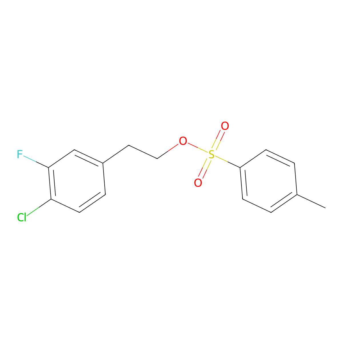 2-(4-Chloro-3-fluorophenyl)ethyl 4-methylbenzene-1-sulfonate molecular structure, CAS 2254407-23-1