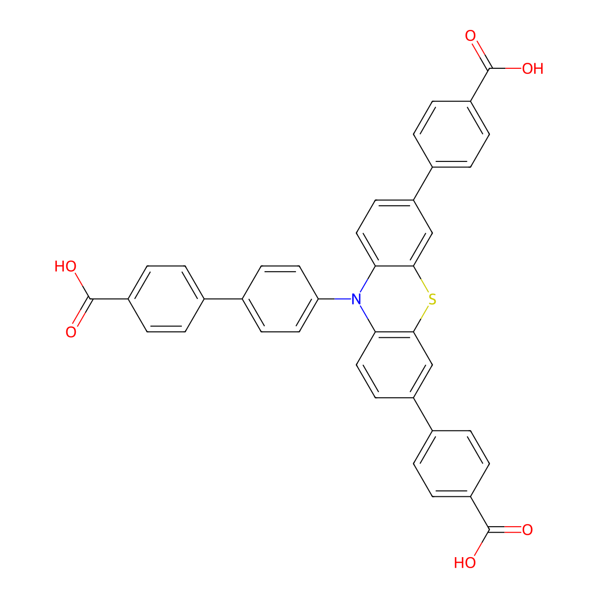 4,4'-(10-(4'-Carboxy-[1,1'-biphenyl]-4-yl)-10H-phenothiazine-3,7-diyl)dibenzoic acid molecular structure, CAS 2254411-77-1