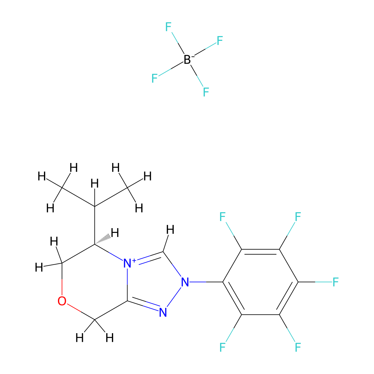 (R)-5-isopropyl-2-(perfluorophenyl)-2,5,6,8-tetrahydro-[1,2,4]triazolo[3,4-c][1,4]oxazin-4-ium tetrafluoroborate molecular structure, CAS 2254501-59-0