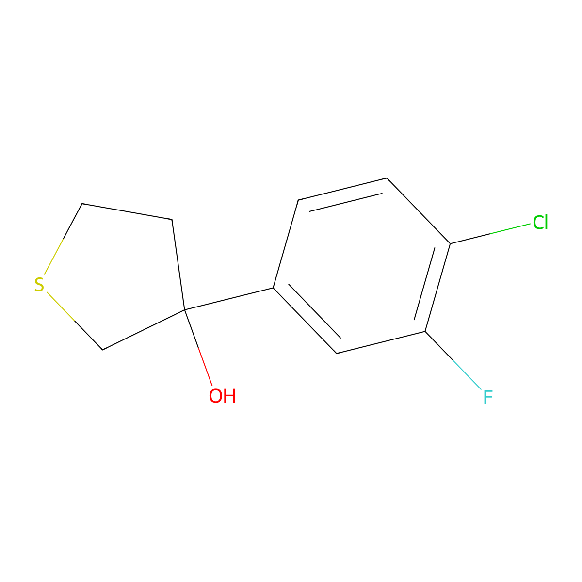 3-(4-Chloro-3-fluorophenyl)tetrahydrothiophene-3-ol molecular structure, CAS 2254571-20-3