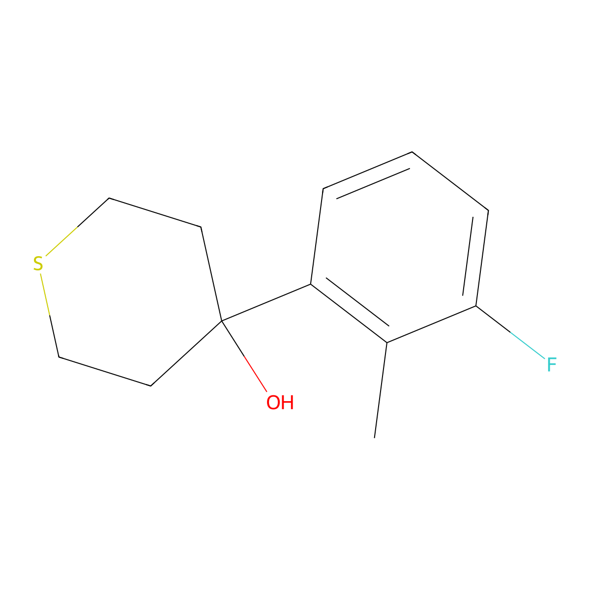 4-(3-Fluoro-2-methylphenyl)tetrahydro-2H-thiopyran-4-ol molecular structure, CAS 2254571-30-5