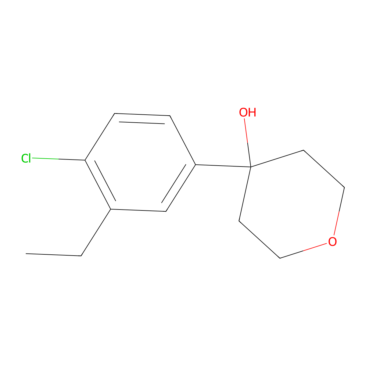 4-(4-Chloro-3-ethylphenyl)oxan-4-ol molecular structure, CAS 2254573-46-9