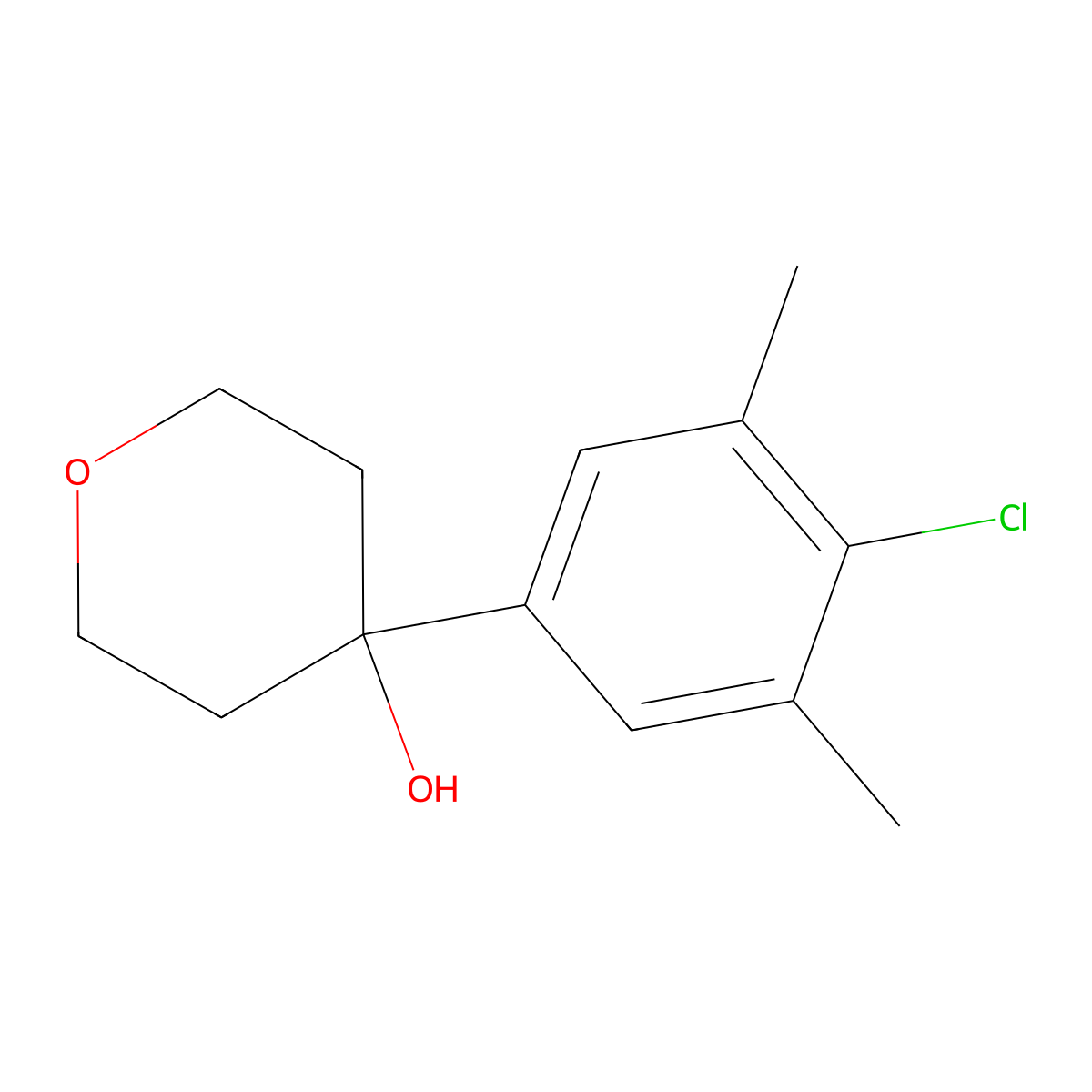 4-(4-Chloro-3,5-dimethylphenyl)oxan-4-ol molecular structure, CAS 2254574-12-2