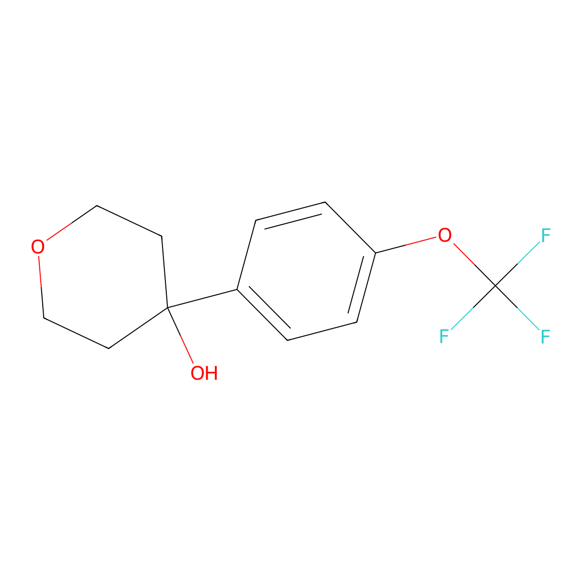 4-(4-(trifluoromethoxy)phenyl)tetrahydro-2H-pyran-4-ol molecular structure, CAS 2254574-16-6