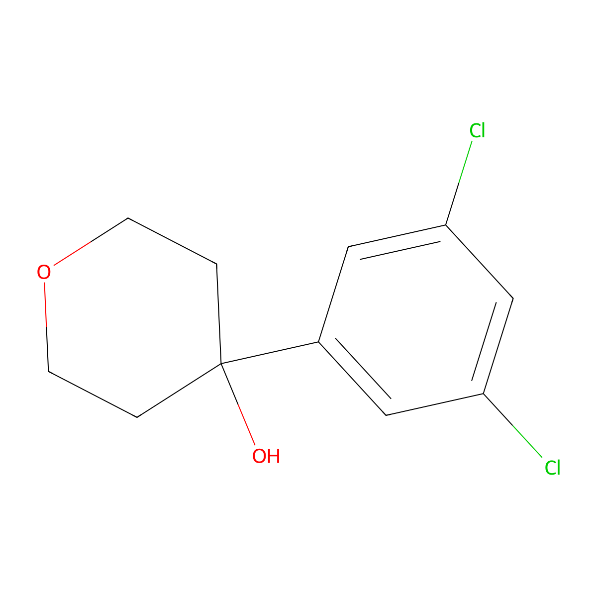 4-(3,5-Dichlorophenyl)oxan-4-ol molecular structure, CAS 2254575-34-1