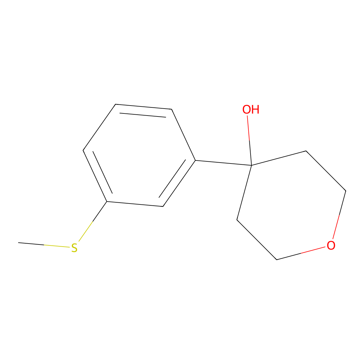 4-(3-(Methylthio)phenyl)oxan-4-ol molecular structure, CAS 2254575-51-2