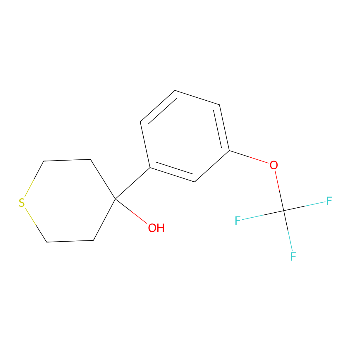 Tetrahydro-4-[3-(trifluoromethoxy)phenyl]-2H-thiopyran-4-ol molecular structure, CAS 2254575-95-4