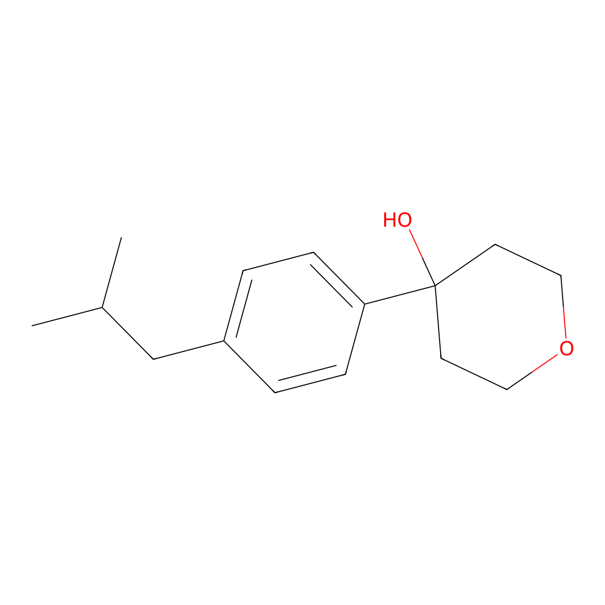 4-(4-isobutylphenyl)tetrahydro-2H-pyran-4-ol molecular structure, CAS 2254576-47-9