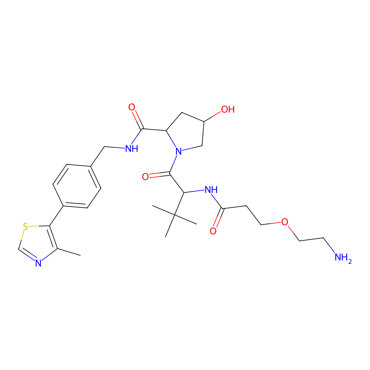 (2S,4R)-1-((S)-2-(3-(2-Aminoethoxy)propanamido)-3,3-dimethylbutanoyl)-4-hydroxy-N-(4-(4-methylthiazol-5-yl)benzyl)pyrrolidine-2-carboxamide molecular structure, CAS 2254643-69-9