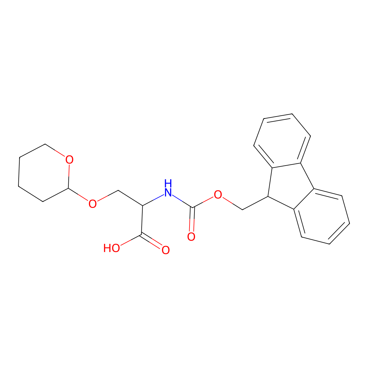 N-(((9H-Fluoren-9-yl)methoxy)carbonyl)-O-(tetrahydro-2H-pyran-2-yl)-L-serine molecular structure, CAS 2254698-75-2