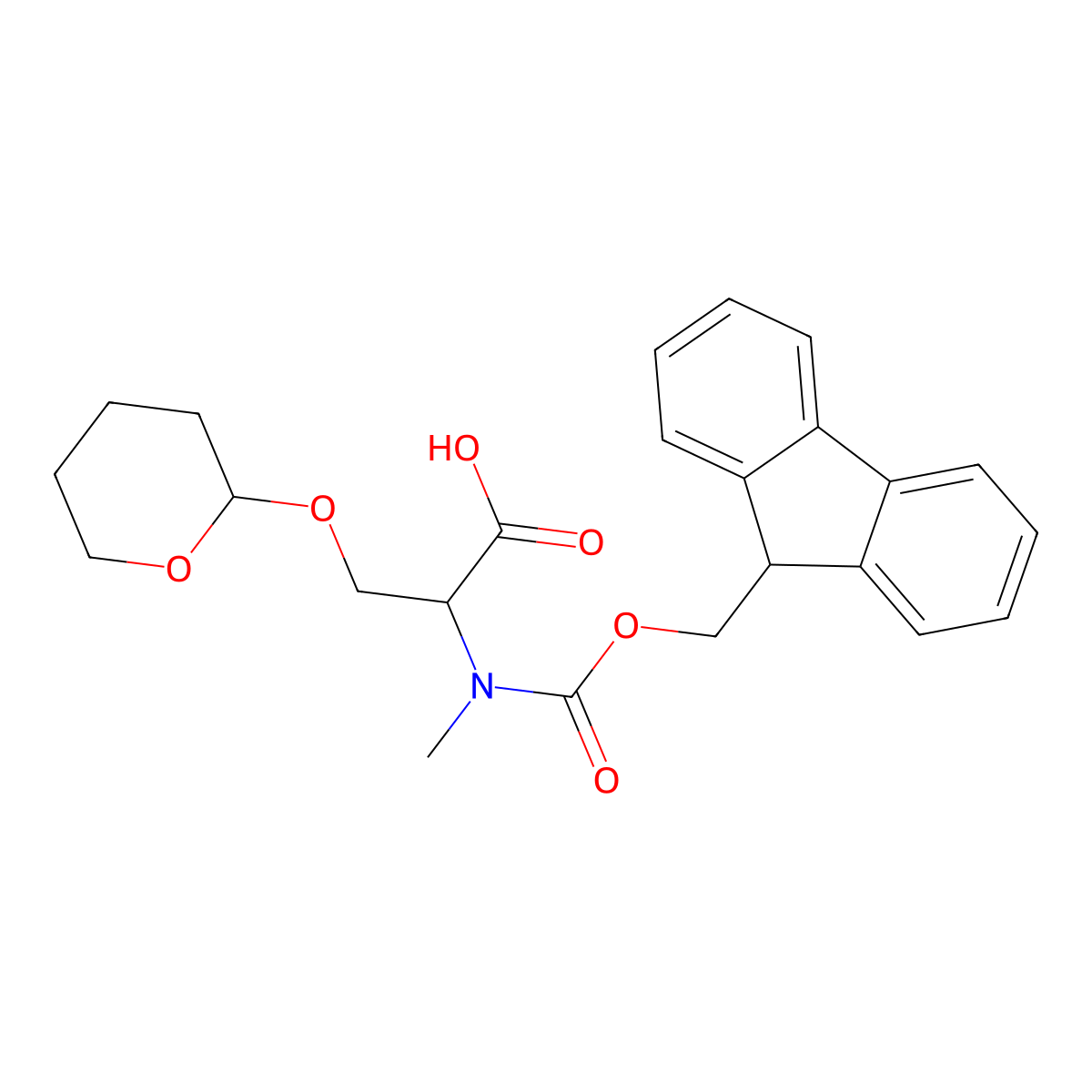 N-(((9H-Fluoren-9-yl)methoxy)carbonyl)-N-methyl-O-(tetrahydro-2H-pyran-2-yl)-L-serine molecular structure, CAS 2254698-78-5