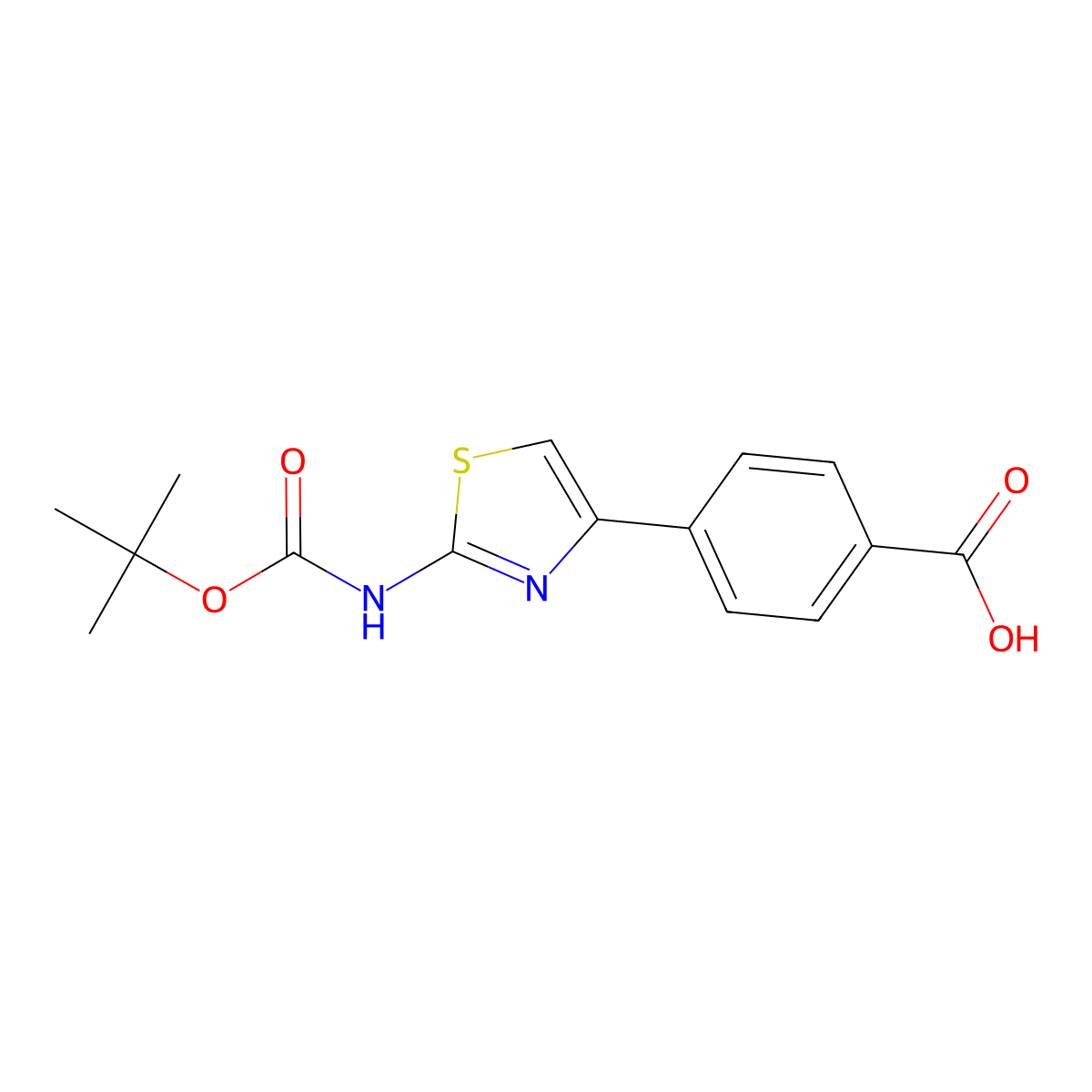 4-(2-{[(Tert-butoxy)carbonyl]amino}-1,3-thiazol-4-yl)benzoic acid molecular structure, CAS 2254801-56-2