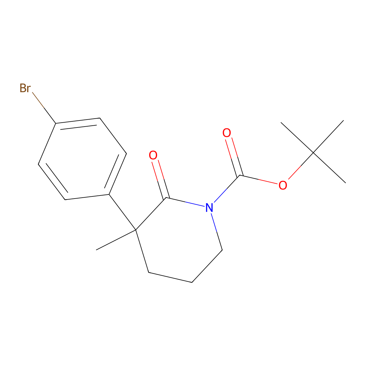 tert-Butyl 3-(4-bromophenyl)-3-methyl-2-oxopiperidine-1-carboxylate molecular structure, CAS 2254822-87-0
