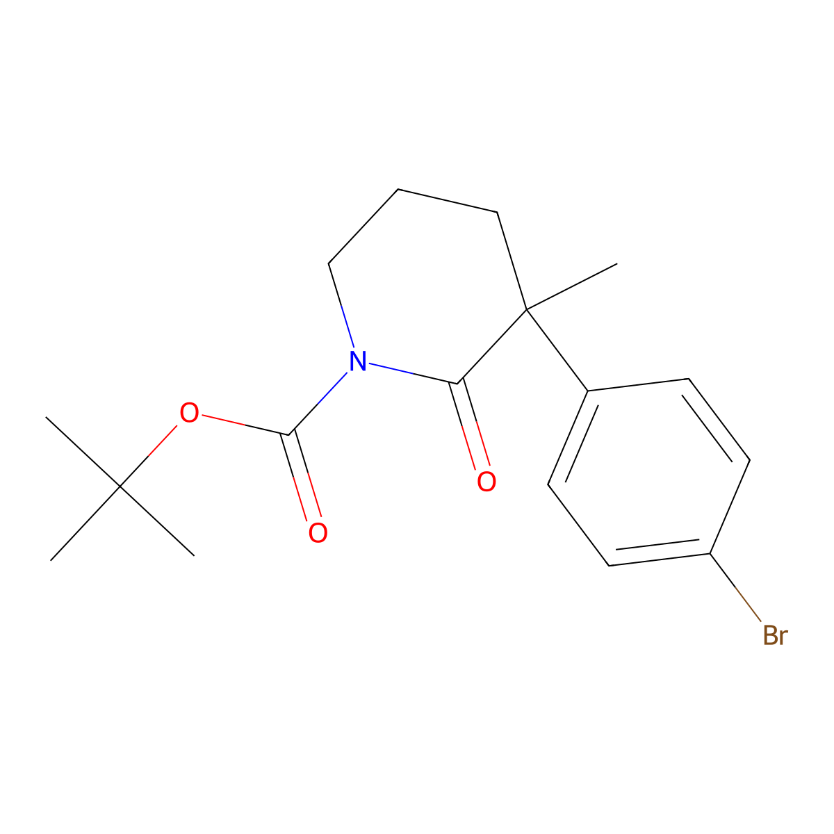 tert-Butyl 3-(4-bromophenyl)-3-methyl-2-oxopiperidine-1-carboxylate molecular structure, CAS 2254822-87-0