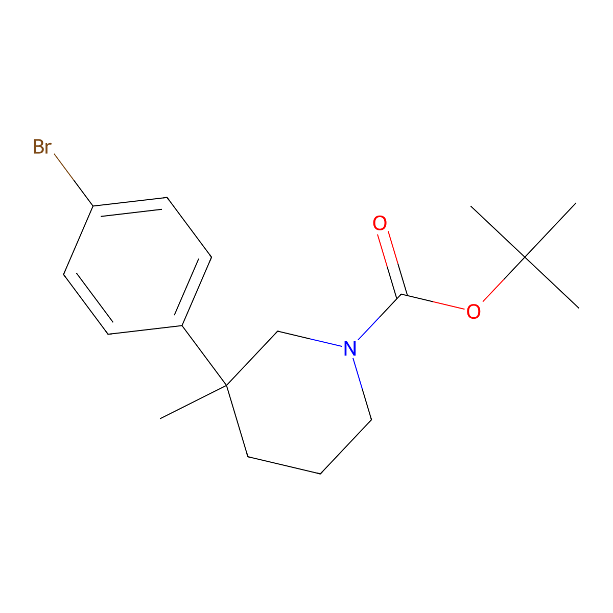 tert-Butyl 3-(4-bromophenyl)-3-methylpiperidine-1-carboxylate molecular structure, CAS 2254822-89-2