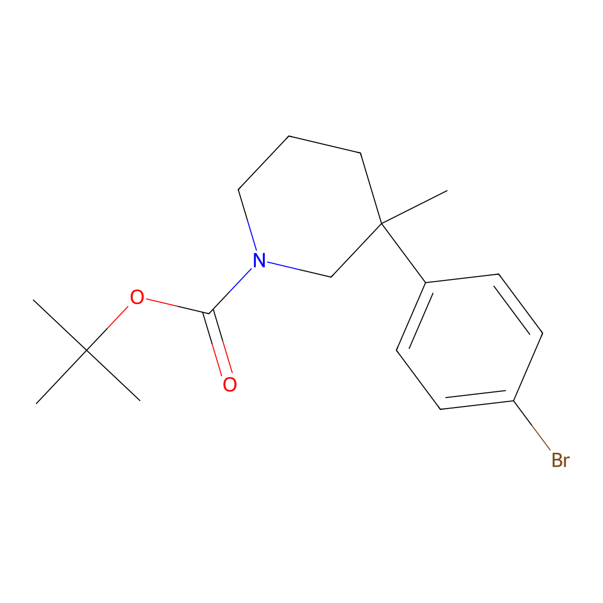 tert-Butyl 3-(4-bromophenyl)-3-methylpiperidine-1-carboxylate molecular structure, CAS 2254822-89-2