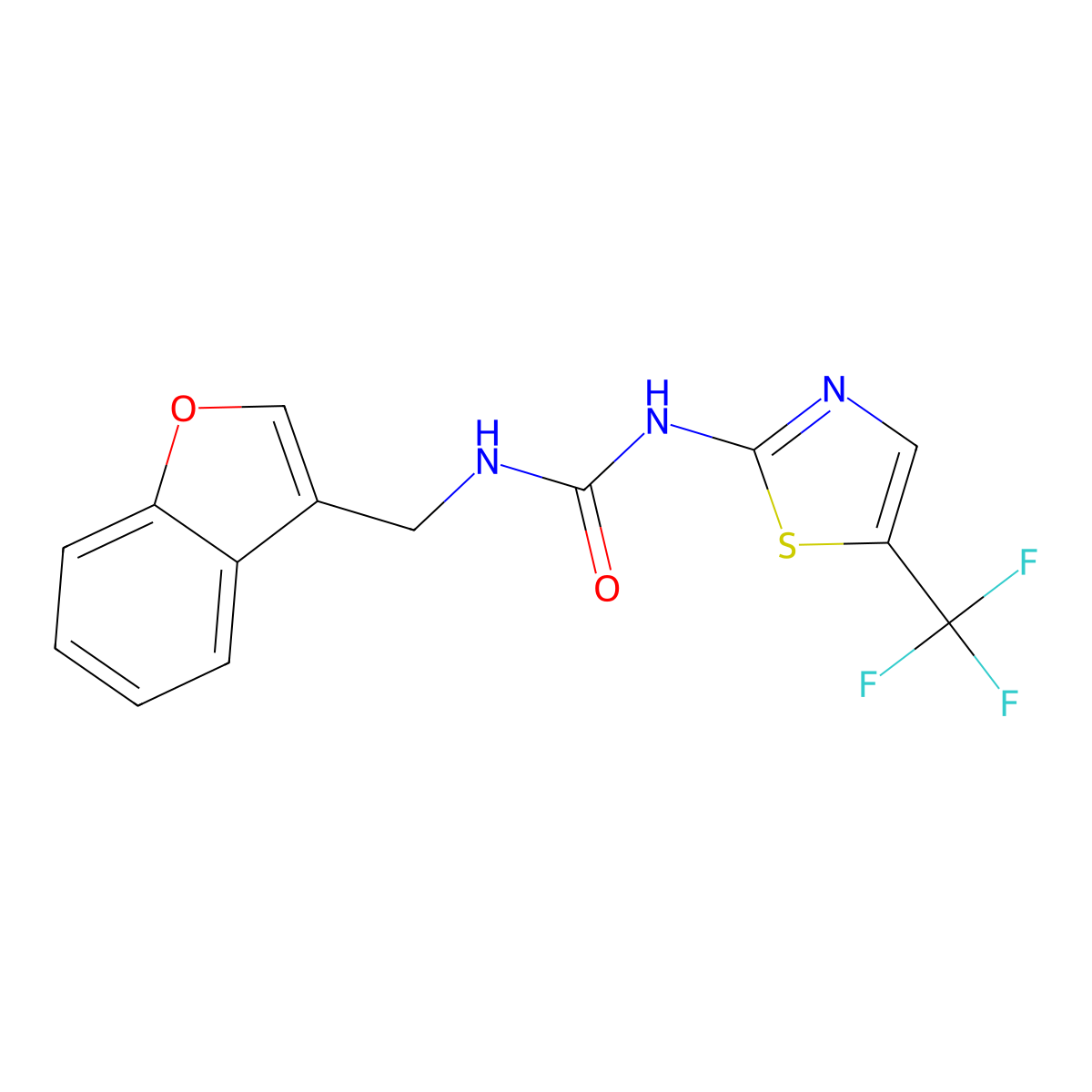 1-[(1-Benzofuran-3-yl)methyl]-3-[5-(trifluoromethyl)-1,3-thiazol-2-yl]urea molecular structure, CAS 2254826-29-2