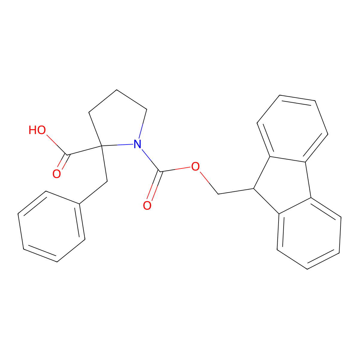(2R)-2-benzyl-1-(9H-fluoren-9-ylmethoxycarbonyl)pyrrolidine-2-carboxylic acid molecular structure, CAS 2254830-90-3