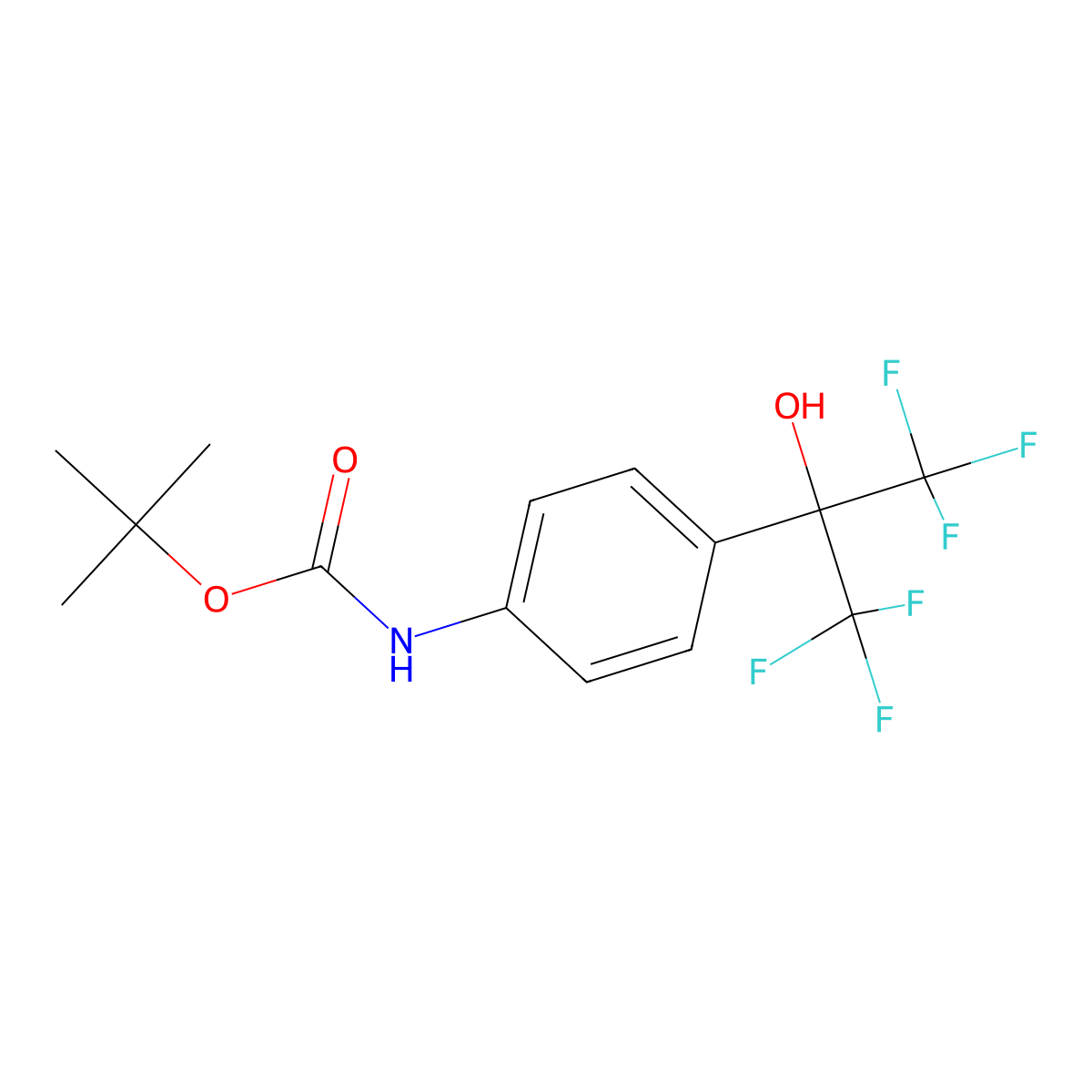 tert-butyl N-[4-(1,1,1,3,3,3-hexafluoro-2-hydroxypropan-2-yl)phenyl]carbamate molecular structure, CAS 2254855-83-7