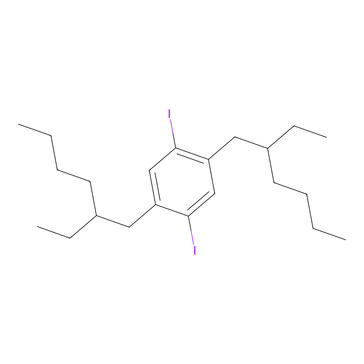 1,4-Bis(2-ethylhexyl)-2,5-diiodobenzene molecular structure, CAS 225512-46-9
