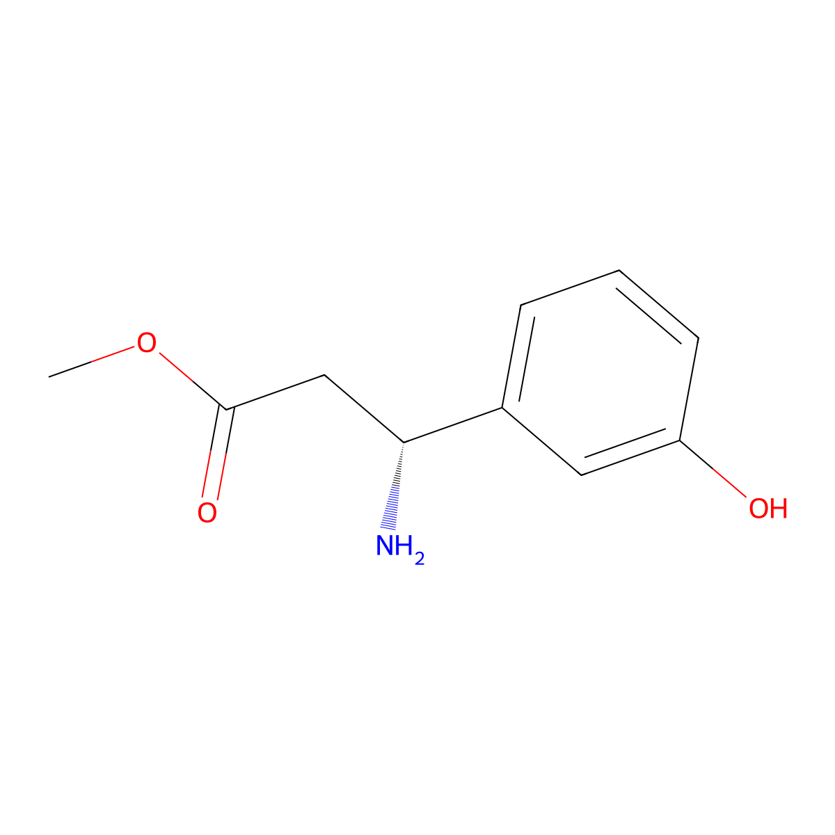 methyl (3R)-3-amino-3-(3-hydroxyphenyl)propanoate molecular structure, CAS 225517-74-8