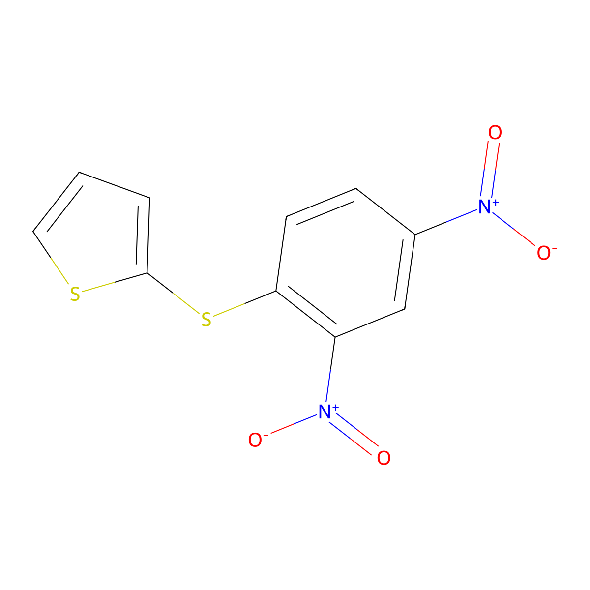 2-(2,4-Dinitro-phenylsulfanyl)-thiophene molecular structure, CAS 22552-36-9