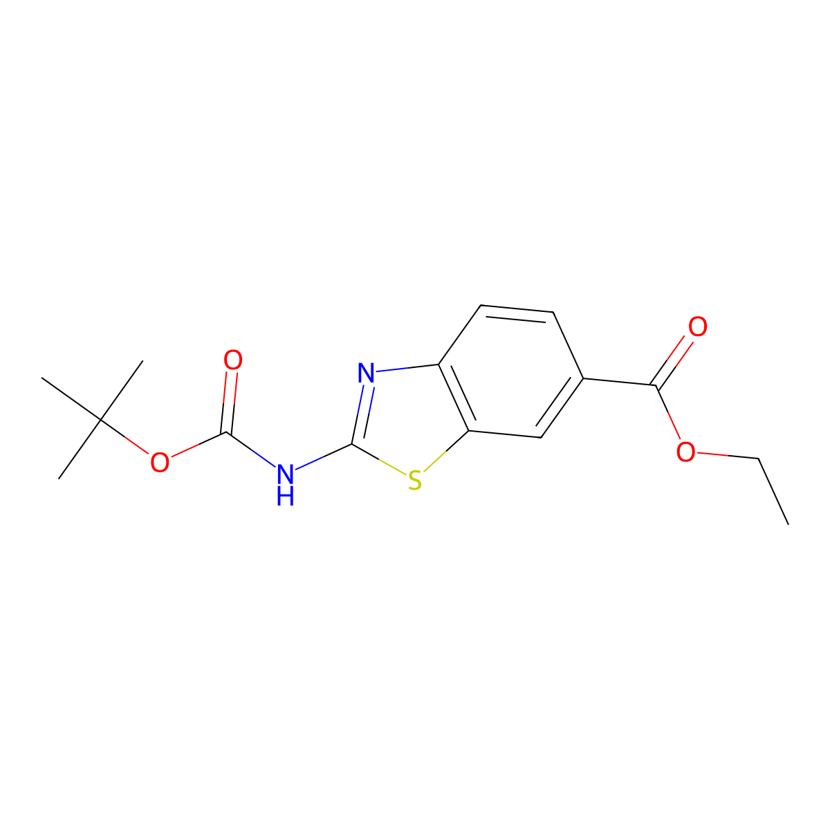 Ethyl 2-((tert-butoxycarbonyl)amino)benzo[d]thiazole-6-carboxylate molecular structure, CAS 225525-49-5