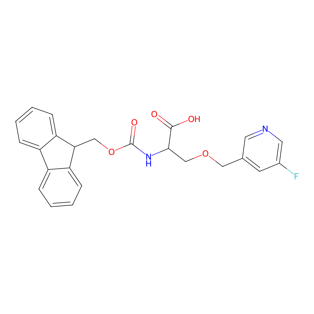 N-[(9H-Fluoren-9-ylmethoxy)carbonyl]-O-[(5-fluoro-3-pyridinyl)methyl]-L-serine molecular structure, CAS 2255321-07-2