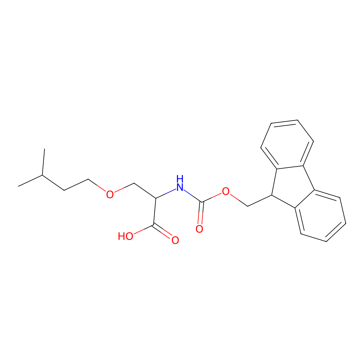 (S)-2-((((9H-Fluoren-9-yl)methoxy)carbonyl)amino)-3-(isopentyloxy)propanoic acid molecular structure, CAS 2255321-11-8