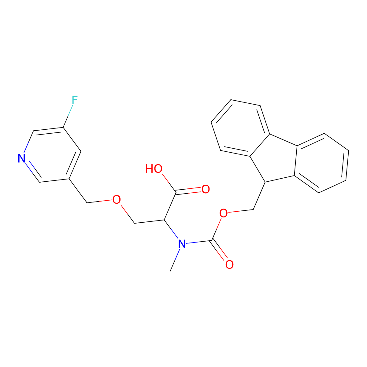 Fmoc-O-((5-fluoro-3-pyridinyl)methyl)-N-methyl-L-serine molecular structure, CAS 2255321-16-3