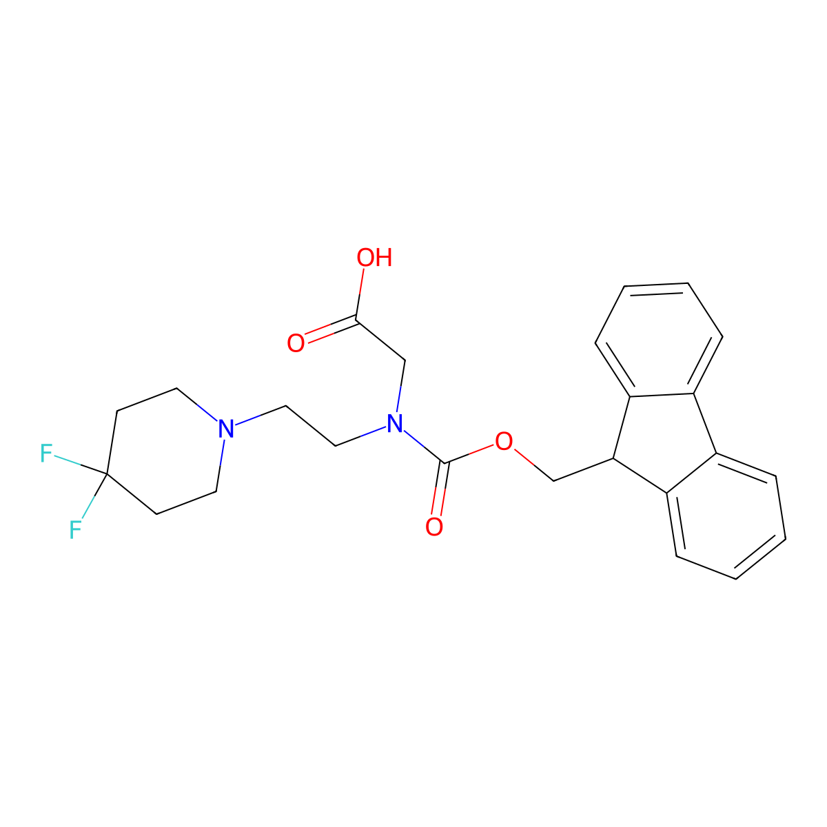 2-{[2-(4,4-difluoropiperidin-1-yl)ethyl]({[(9H-fluoren-9-yl)methoxy]carbonyl})amino}acetic acid molecular structure, CAS 2255321-34-5