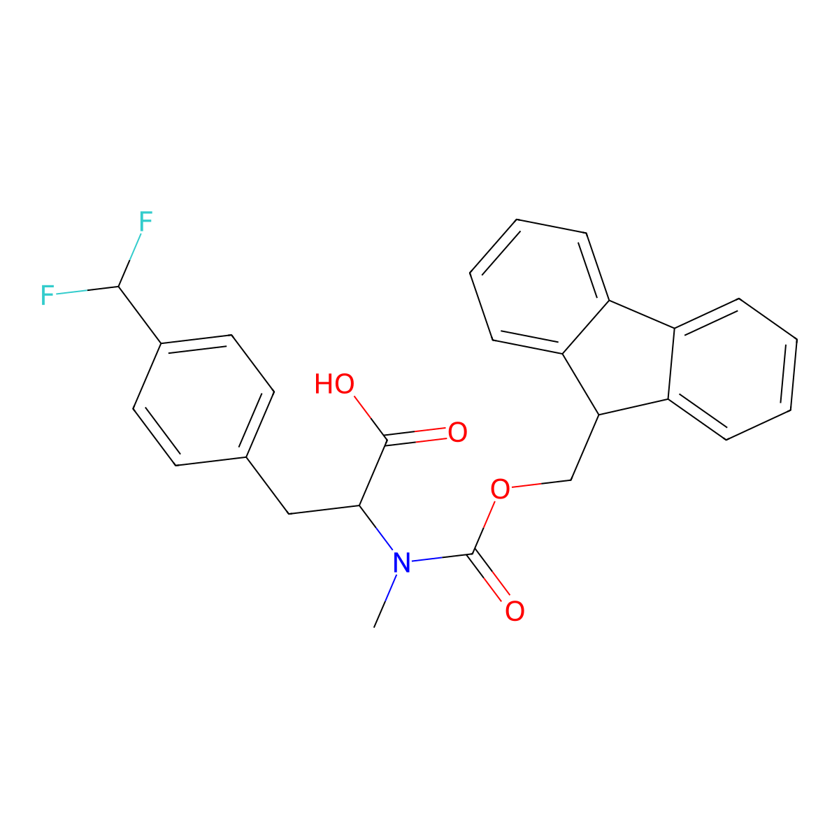 (S)-2-((((9H-Fluoren-9-yl)methoxy)carbonyl)(methyl)amino)-3-(4-(difluoromethyl)phenyl)propanoic acid molecular structure, CAS 2255321-52-7