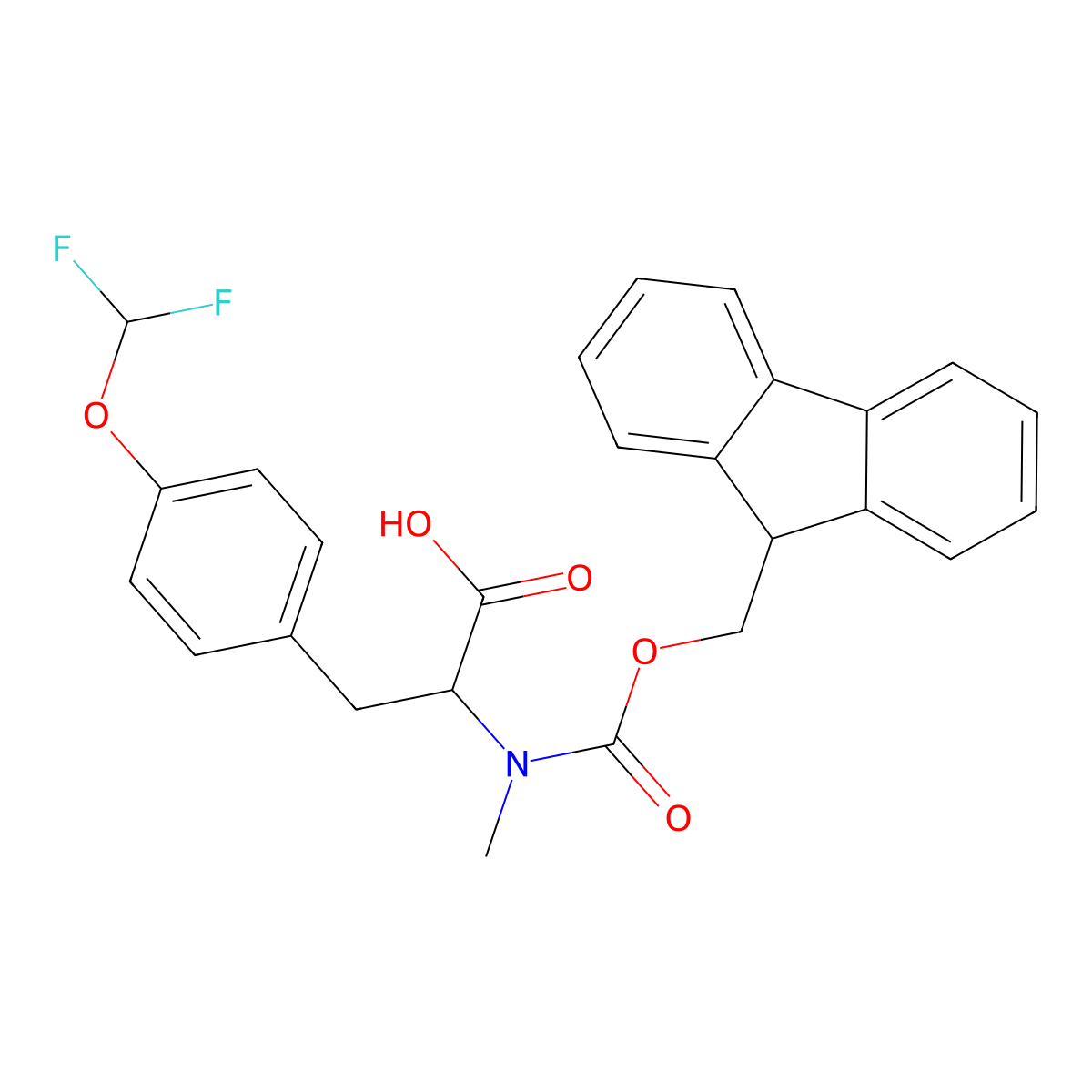 (S)-2-((((9H-Fluoren-9-yl)methoxy)carbonyl)(methyl)amino)-3-(4-(difluoromethoxy)phenyl)propanoic acid molecular structure, CAS 2255321-53-8