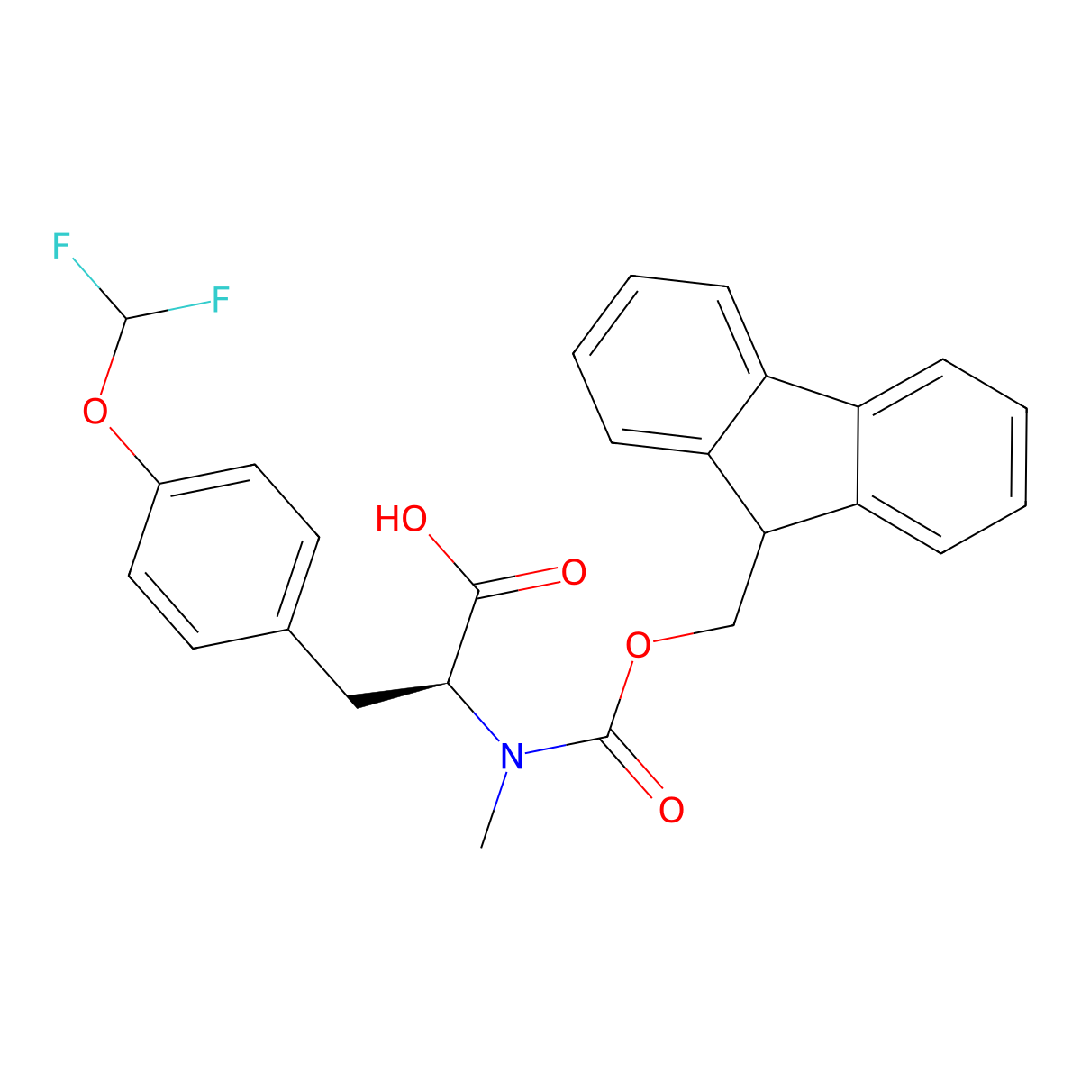 (S)-2-((((9H-Fluoren-9-yl)methoxy)carbonyl)(methyl)amino)-3-(4-(difluoromethoxy)phenyl)propanoic acid molecular structure, CAS 2255321-53-8