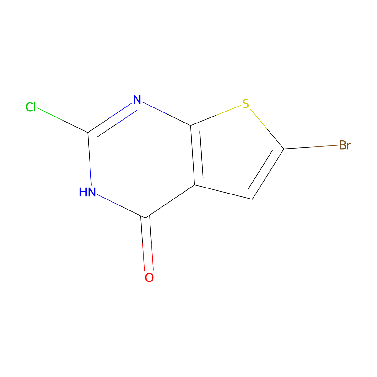 6-Bromo-2-chlorothieno[2,3-d]pyrimidin-4(1H)-one molecular structure, CAS 2255329-34-9