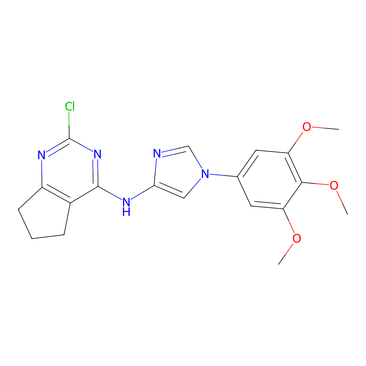 2-Chloro-N-(1-(3,4,5-trimethoxyphenyl)-1H-imidazol-4-yl)-6,7-dihydro-5H-cyclopenta[d] pyrimidin-4-amine molecular structure, CAS 2255362-42-4