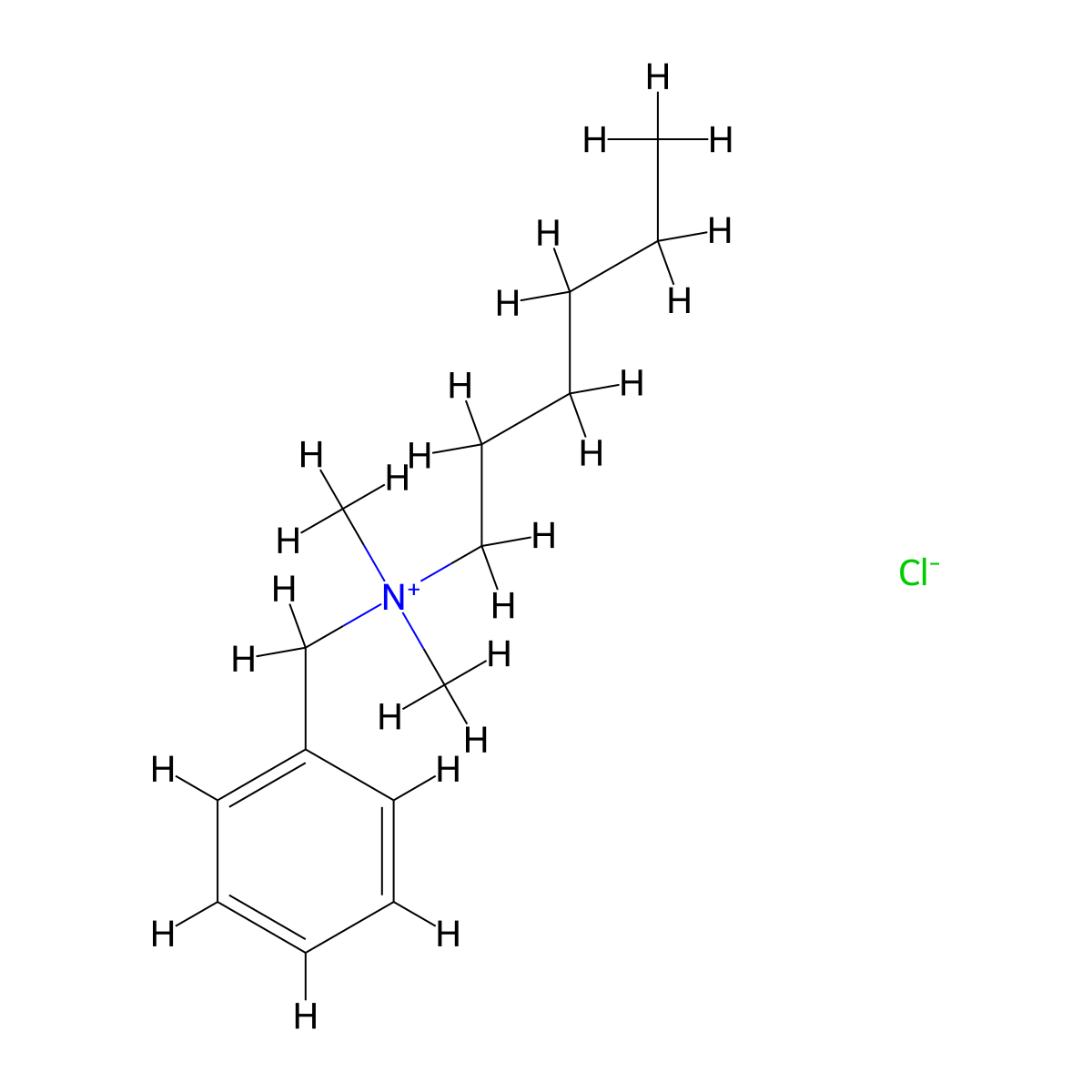 Benzylhexyldimethylammonium chloride molecular structure, CAS 22559-57-5
